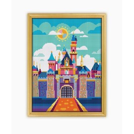 Sleeping Beauty Castle CS512-2 - Counted Cross Stitch KIT#2 Prime. Set of Threads, Needles, AIDA Fabric, Needle Threader, Embroidery Clippers and Printed Color Pattern Inside.