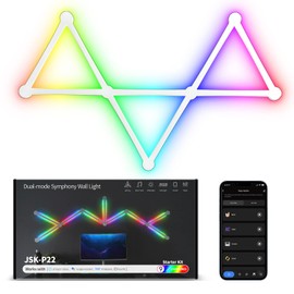 KOBAIBAN Smart WiFi RGB LED Wall Light Lines 16M+ Color LED Dimmable Music Sync Gaming Room, Bedroom, Led Home Wall Decor Light Bars Kit Compatible with Alexa and Google Assistant (9 LED Light Lines)