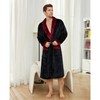 U2SKIIN Mens Fleece Robe Plush Collar Shawl Bathrobe(Black/Dark Red,L/XL)