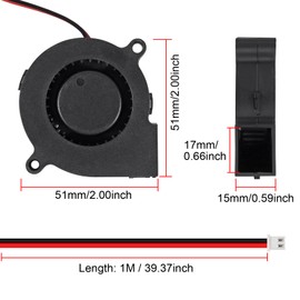 Alinan 4pcs 5015 50mm x 15mm 24V Dual Ball Brushless Blower Fan 2Pin DC Cooling Exhaust Fan for Radiator DIY Air Exhaust Vent Cooling