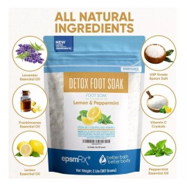 Better Bath Better Body Desintoxicación Pie Empapa 32 Onzas De Sal De Epsom Con Limó
