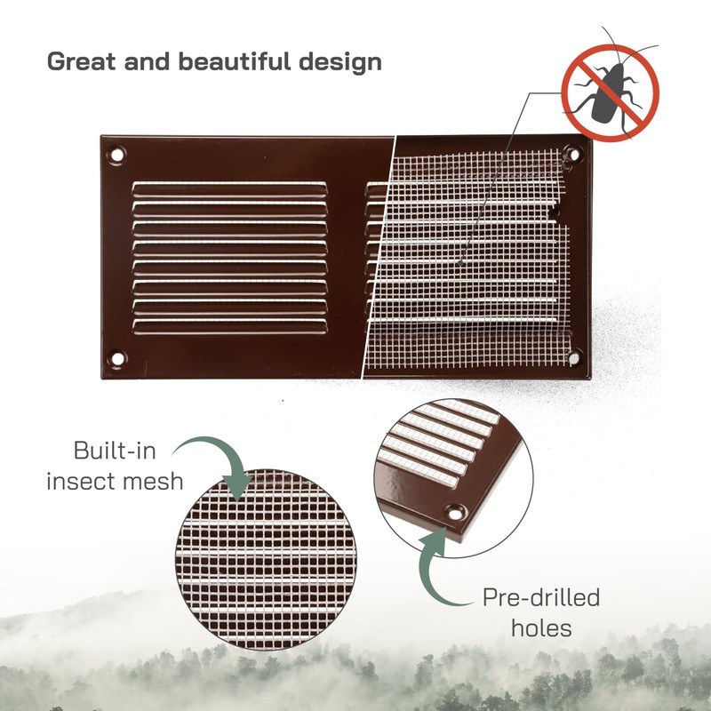 Vent Systems 20x10cm Air Vent Covers - Brown - Metal