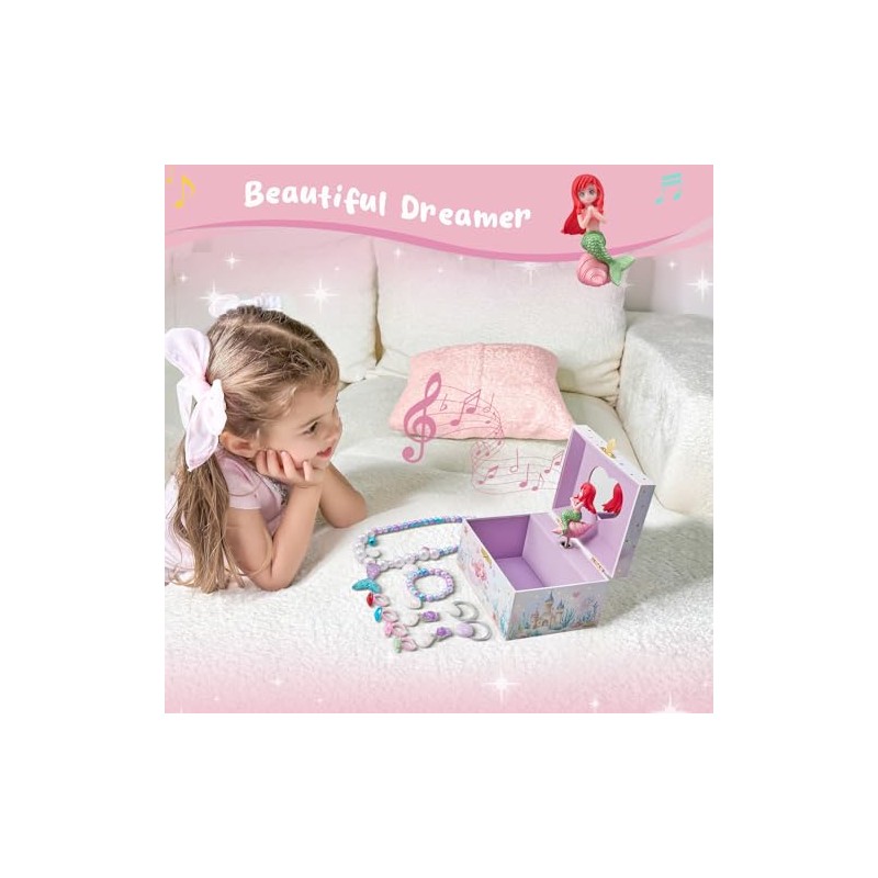 ProCase Joyero musical de sirena para niñas, sirena (caja con