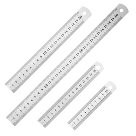 4PCS Machinist Ruler Stainless Steel Ruler Metal Rulers, 4/6/8/12 Inch Pocket Ruler Metric Ruler with Inch and Metric Measuring Tool Imperial Ruler Millimeter Ruler for Home Engineer Craft