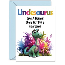 Stuff4 Uncle Birthday Card - Roarsome Unclesaurus - Happy Birthday Card for Uncle from Nephew Niece, A5 Dinosaur Bday Greeting Cards