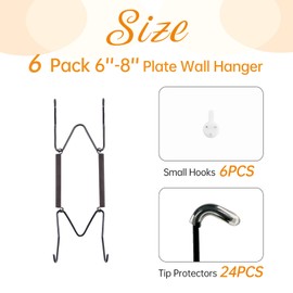 Plate Hangers for Wall for 6-8 inch, 6 Pack, Black