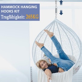 Czkonore Swing Spring for Hanging Chair, Steel Spring with 360° Swivel Hook and 2 Carabiner Hooks, Load Capacity up to 265 kg, Suspension Spring for Hammock, Punch Bag, Yoga