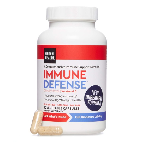 Vibrant Health, Immune Defense, Natural Immune and Digestive Support, 60 Capsules (FFP)