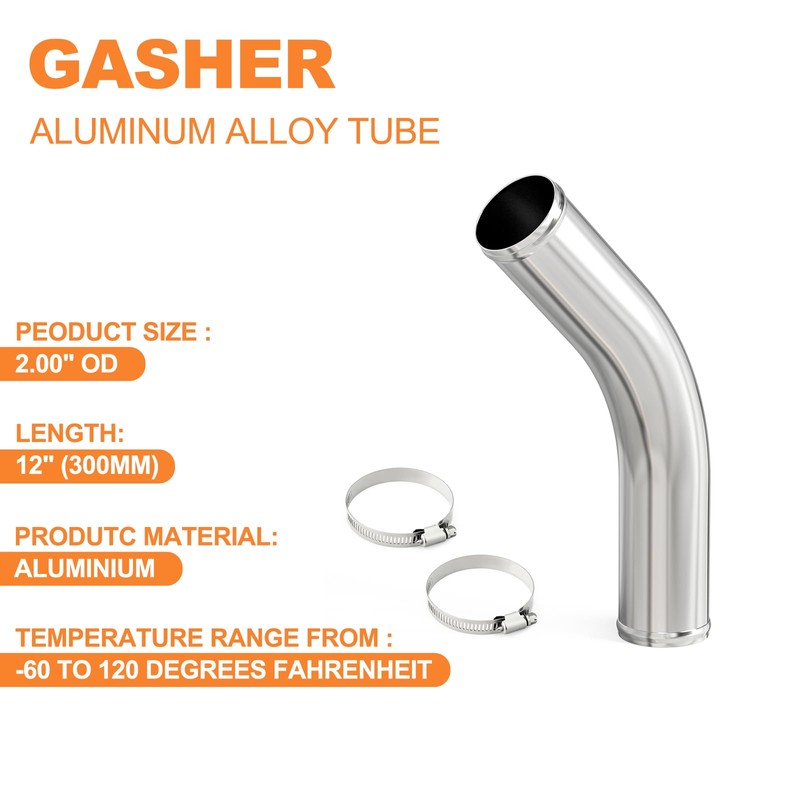 GASHER 1PCS 45 Degree Elbow Aluminum Alloy Tube Intercooler Pipe
