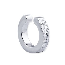 AlohaLokahi Hawaiian Jewelry Plumeria Scroll Flat Stainless Surgical Stainless Steel Hoop Silver Ear Cuff Ear Clip Reversible hec1g-006-s, Stainless Steel, No Gemstone