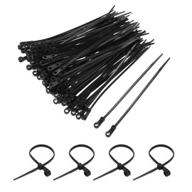 QUARKZMAN 200 Stück Schwarze Kabelbinder mit Schraubenlöchern 8 Zoll Nylon Montagekopf Kabelbinder Draht 88 lbs für Haus Garten Innen Außen