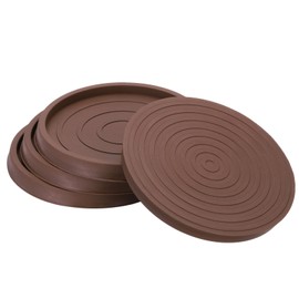 PATIKIL 4 Inch Rubber Furniture Pads, 4 Pack Non-Slip Furniture Coasters Round Anti Skid Caster Cups Furniture Feet Cup Floor Protectors for Bed Couch Stoppers, Brown