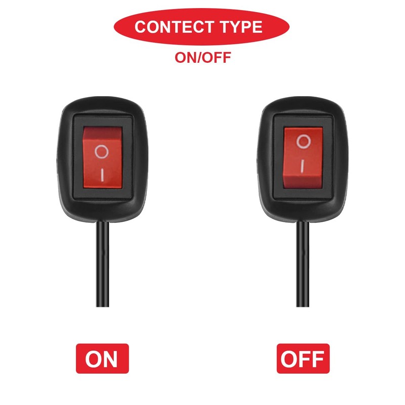 MKBKLLJY 2pcs Red Paste Type Switch Car Rocker Switch On/Off