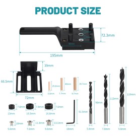 EXLECO Drilling Template Dowel Aid Dowel Gauge Drilling Aid Vertical Drilling Dowel Device with 6 mm 8 mm 10 mm Drill Wooden Dowel Dowel Centre Tip Boundary Ring for Dowel Holes Black