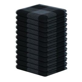 Homaxy 100% Cotton Waffle Weave Check Plaid Dish Cloths, 12 x 12 Inches, Super Soft and Absorbent Dish Towels Quick Drying Dish Rags, 12-Pack, Black & Grey