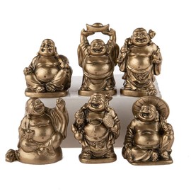 6 Laughing Buddha Figurines - Congratulations and Happiness