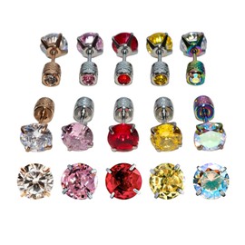 Dhjkko 5 Pairs Flat Back Earrings Hypoallergenic Stud Earrings for Women, Surgical Steel Diamond Stud Earrings Sleeper Earrings for Women and Girls