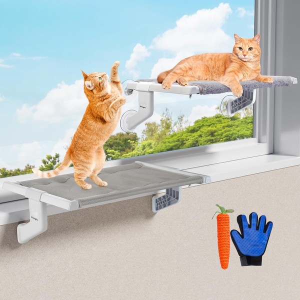 2 in 1 Cat Window Perch,Cat Hammock with Metal Sliding