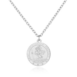 Philip Jones Men's Stainless Steel St Christopher Necklace