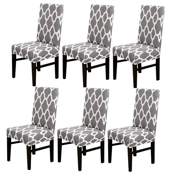 JIAN YA NA Dining Chair Covers, Stretch Spandex Chair Covers for Dining Room Set of 6 Short Protector Seat Slipcover Removable Washable for Home Hotel Dining Room Ceremony Banquet Wedding