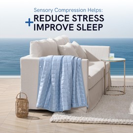 YnM Cooling Weighted Blanket for Adults, 30lbs Heavy Bed Throw Comforter with 100% PE Fabric, Ideal for Hot Sleepers or Summer Days(88x104 Inches for Queen/King Bed, 30 Pounds, Blue)