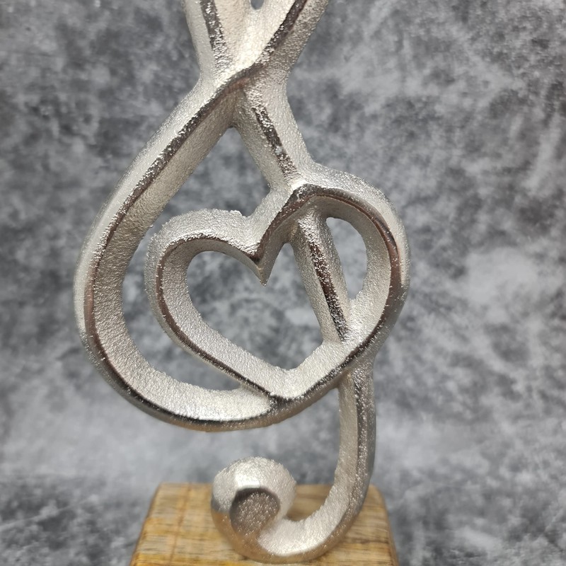 GILDE Treble Clef with Heart on Mongo Wooden Stand Made