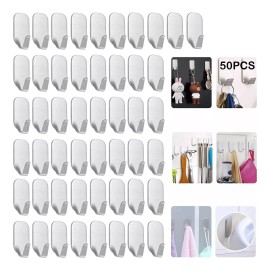 Generic 50 Ganchos Adhesivos De Acero Inoxidable Para Baño O Cocina