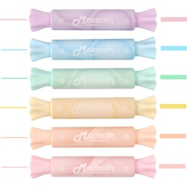 chosch - Resaltadores con forma de caramelo, colores surtidos, punta de cincel, base de agua, secado rápido y escritura suave, 6 colores macaron (resaltador de caramelo)