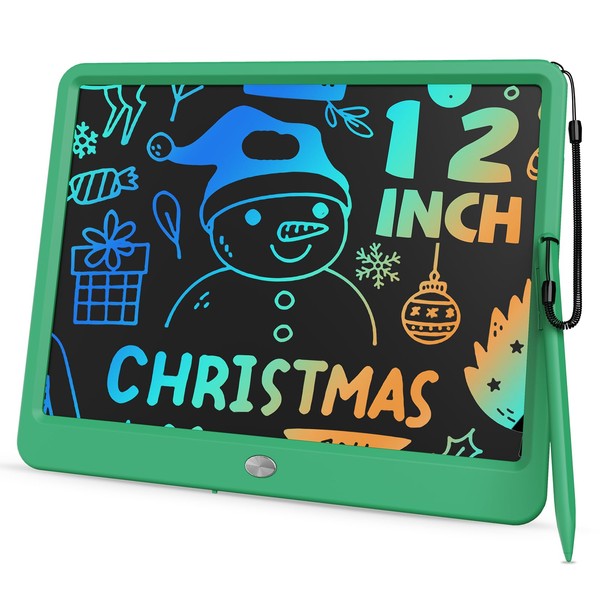 TEKFUN 12 Inch LCD Writing Board for Children Adults Painting Board Magic Board Painting Board Children from 3+ Years, Birthday Christmas Gifts Toy for 3 4 5 6 7 8 Girls Boys (Green)