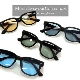 [MERRY PLEASURE] サングラス メンズ レディース UVカット 伊達メガネ ウェリントン 色付き 薄い色 カラーレンズ