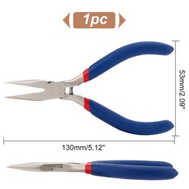 PH PandaHall 1 Set Flat Nose Pliers 5.12 Inch 316 Stainless Steel Micro Slim Chain Jump Rings Opener Bending Shaping Jewelry Tool Blue