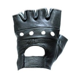 Fingerless Biker Leather Motorcycle Gloves (Size S, SM, Small)