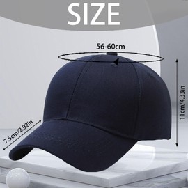 CWENDANER Unisex Baseball Cap, 100% Cotton, Baseball Cap, Sun Protection Cap, One Size, Sun Cap, Adjustable Peaked Cap for Sports, Travel, Outdoor, Plain, navy, 56 - 60