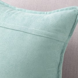 Madizz Set of 2 Short Chenille Decorative Cushion Covers Soft Decorative Cushion Cover for Sofa Bedroom Cushion Cover Light Teal 40 x 40 cm Square