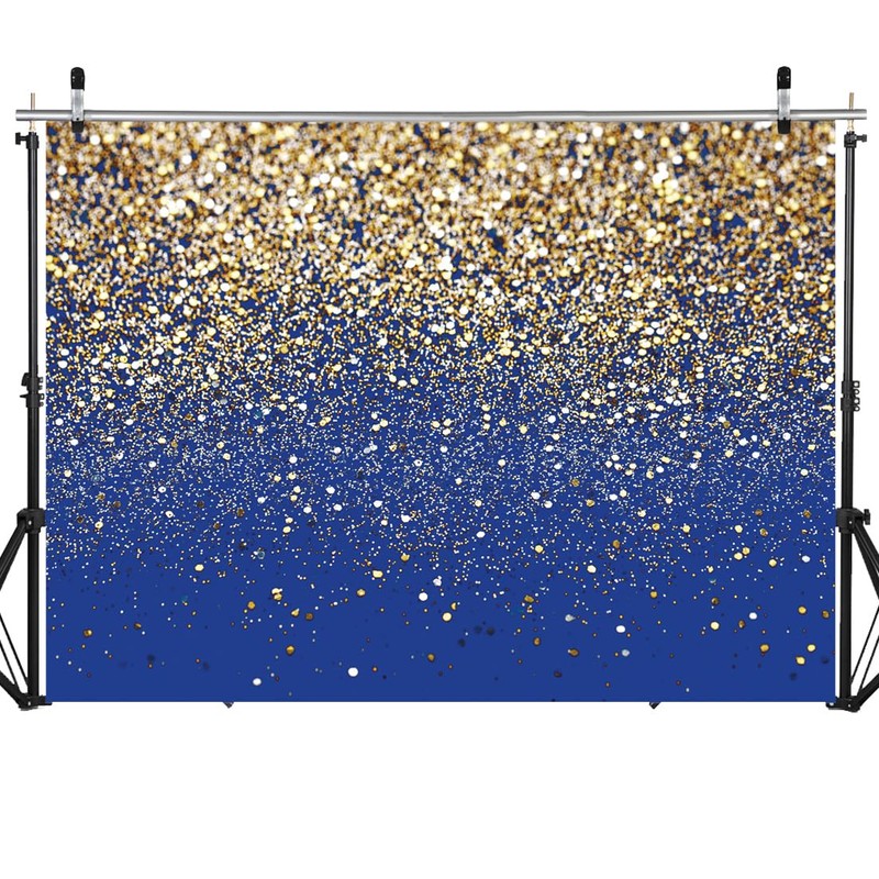 SJOLOON Blue Glitter Backdrop Royal Photo Backdrop for Birthday Party