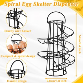 Zubebe 2 Pcs Egg Basket Storage, Spiral Fresh Egg Collecting Holder Countertop Metal Wire Rack Functional Dispenser for Kitchen Display(9.4'',handle Style)