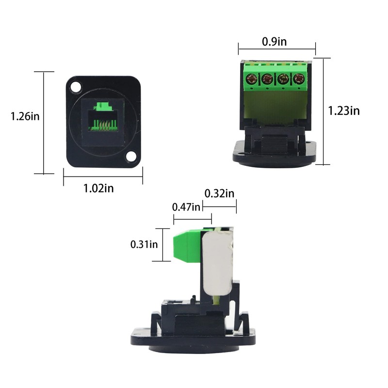 SHANFEILU RJ11 6P4C D-Type Panel Mount Ethernet Extender CAT3 Terminal