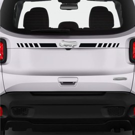 Aufkleber-Set Streifen Streifen hinten Heckklappe 4 x 4 Stern Geländewagen Jee Renegade Auto Decal c.2305 (070 schwarz)