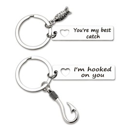 Couples Keychains Gifts for Husband Wife Valentines Day Gifts for Boyfriend Girlfriend I'm Hooked on You You're My Best Catch Keychains for Him and Her Anniversary Birthday Gift for Couple Keychain