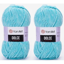 YarnArt Dolce-Garn, 100 % MicroPolyester, 2 Knäuel, 260 m, 2 x 100 g, super sperrig: 6 Baby-Chenille-Garn (746 Türkis)