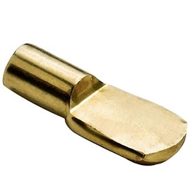 1/4" Spoon Style Cabinet Shelf Support Pegs - Polished Brass - 25 Pack