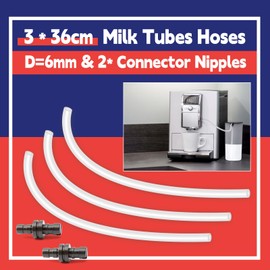 Dusledel 3Pcs 36cm Milk Tubes Hoses 6mm and 2Pcs Connector Nipples Compatible with Jura Nivona Melitta Frothing Nozzles Used for Milk Machine to Add Milk to Coffee Machine
