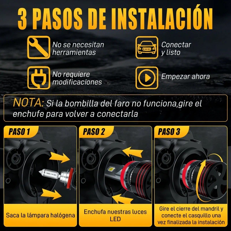Kit De Faros Led Para Autos H7 H11 9005 9006