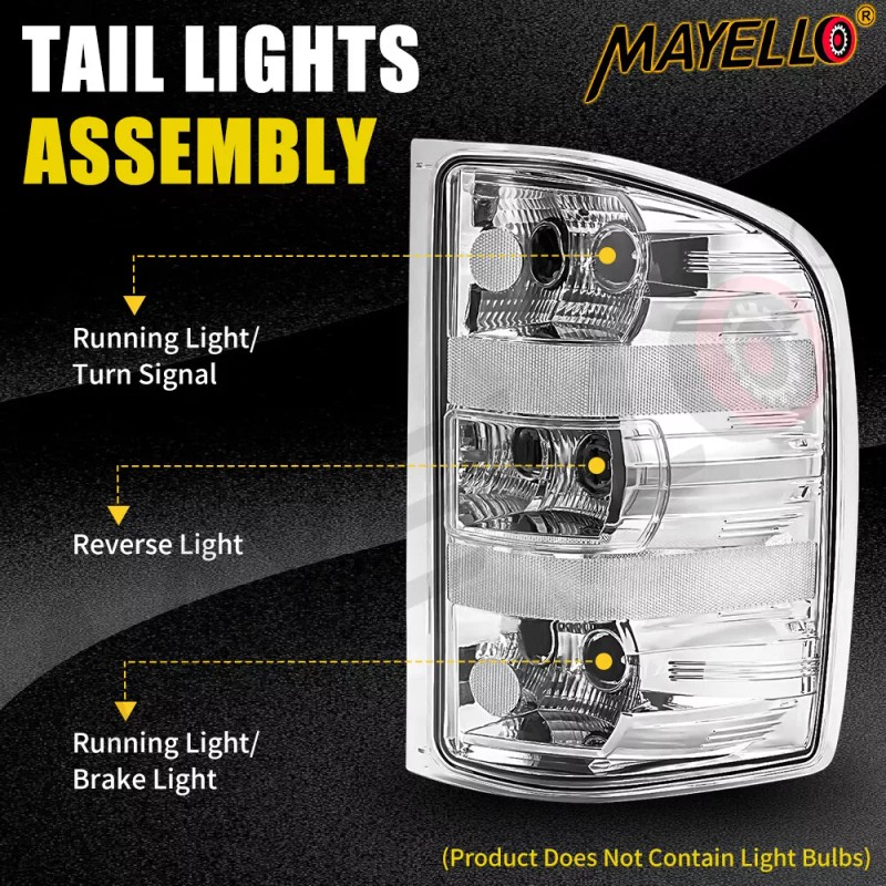 mayello Pair Clear Tail Lights Lamps For Chevy Silverado 1500