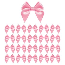 100 PCS Bows for Gift Wrapping, 2.75" Satin Ribbon Bows with Double-Sided Tape, Small Bows for Crafts, Bow Decor, Mini Bows Decorations for Party Baby Shower Birthday Wedding (Pink)