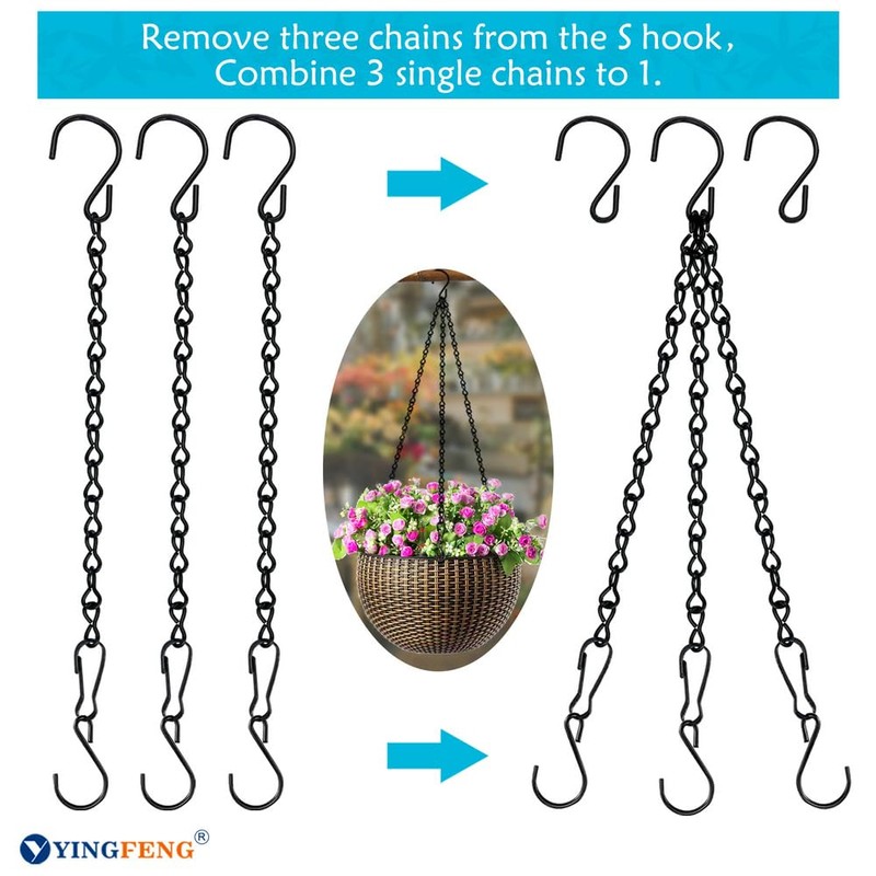 YINGFENG 10 Pack 9.5 Inch Black Hanging Chains, Garden Plant