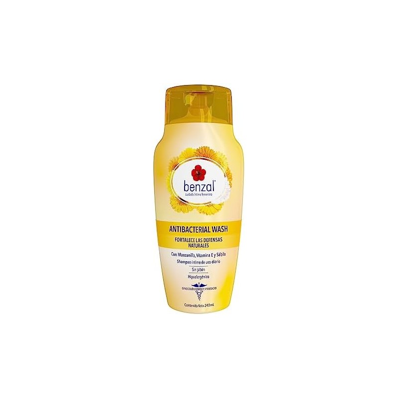 Benzal Wash Jabón Íntimo Femenino, Manzanilla, Antibacterial, 240ml