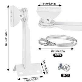 Trendecor Pole Mount Surveillance Camera, Ring Camera Mount with 2 Stainless Steel Adjustable Loops, 200 mm CCTV Cameras, Solar Cells Pole Mount for Indoor and Outdoor Use