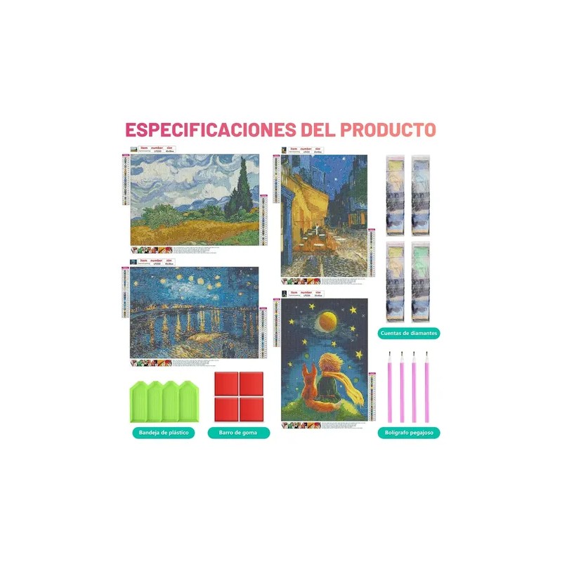 Cuadro 4 Set Pinturas De Diamantes 5d Para Decoración