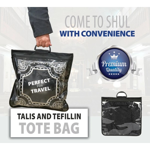 Tallit and Tefillin Travel Tote Clear Front Rain Proof 40x40
